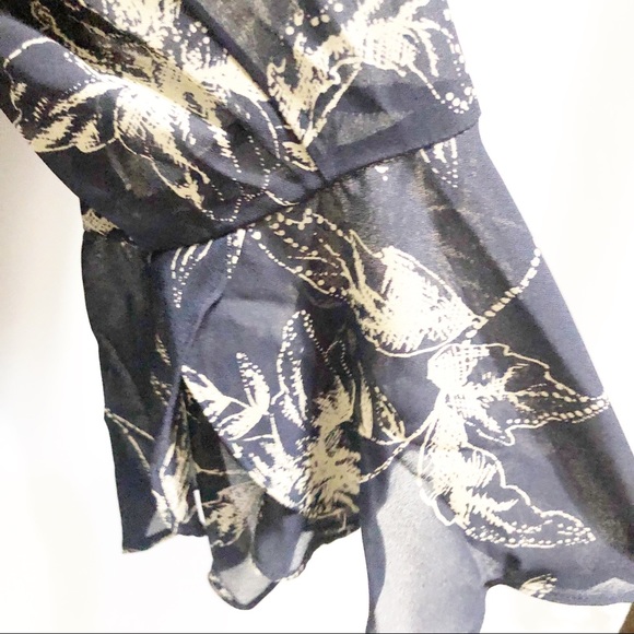 Lane Bryant Navy Floral Button Up Blouse - Picture 3 of 7